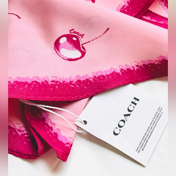 Coach Airbrushed Cherry Print Silk Diamond Scarf -NWT - Picture 11 of 11